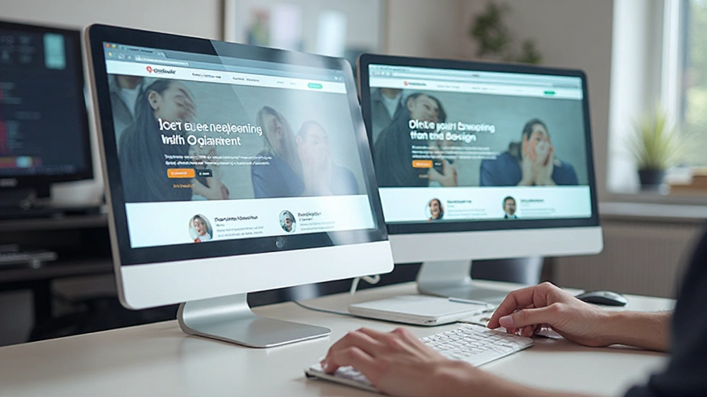 Desktop scherm toont responsive design breakpoints met mobiele en desktopversies van e-learning interface naast elkaar