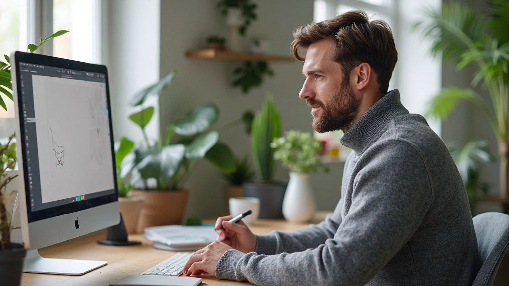 Designer werkt aan dashboard ontwerp op computer met design software open