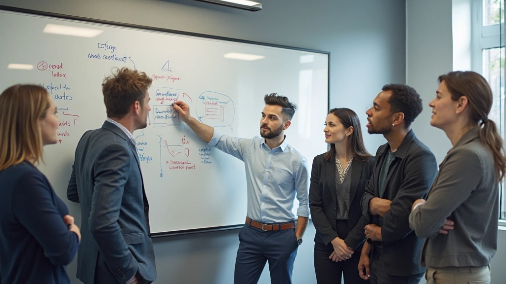 Team samenwerkend aan digitale onderwijsoplossing