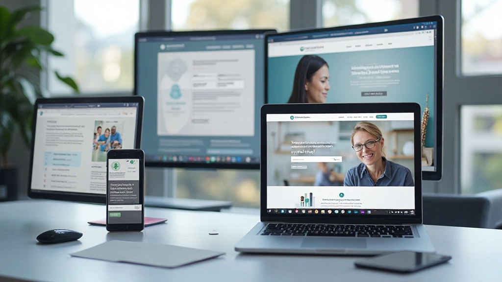 Meerdere apparaten naast elkaar tonen dezelfde e-learning interface met responsive layouts